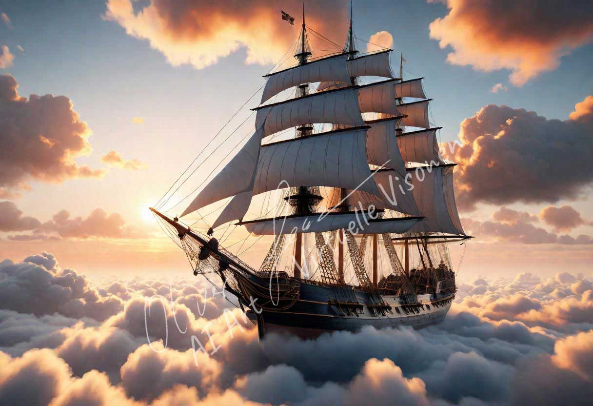 Ship in the clouds AI Art